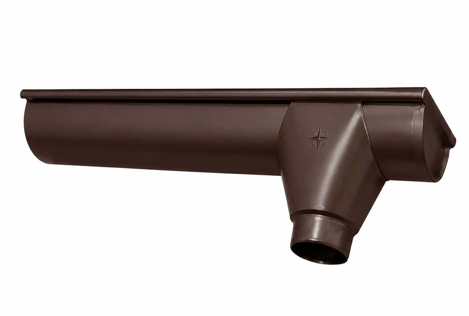 koncový barvený pozinkový žlab s kotlíkem a čelem 250/80 mm PRAVÝ